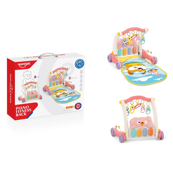HUANGER - 2 en 1 tapis d'éveil et trotteur Rose