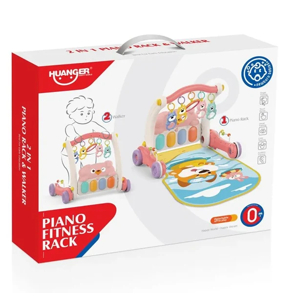 HUANGER - 2 en 1 tapis d'éveil et trotteur Rose