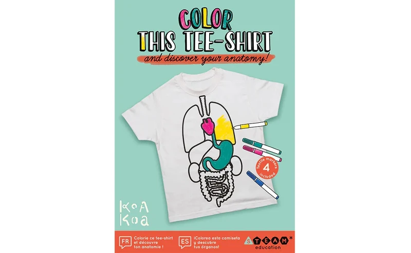 Colorie tes organes sur un tee-shirt - taille 8 ans