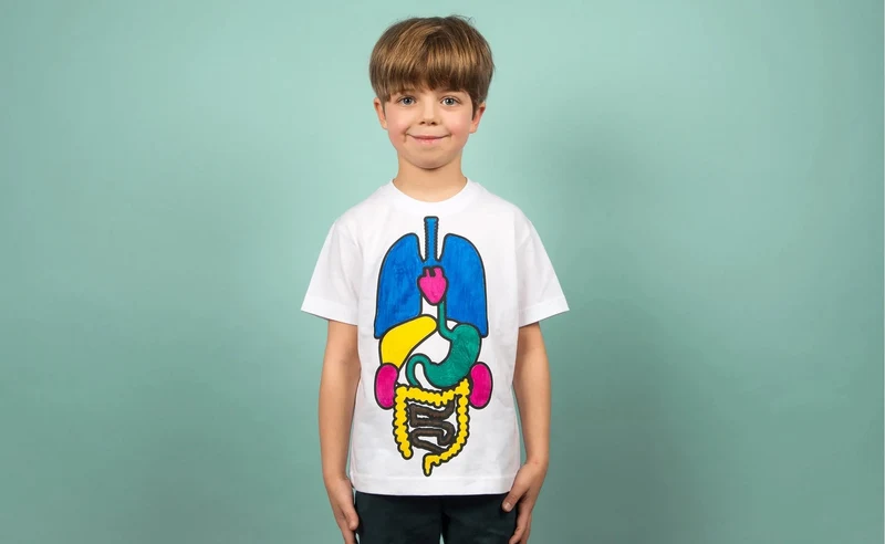 Colorie tes organes sur un tee-shirt - taille 8 ans