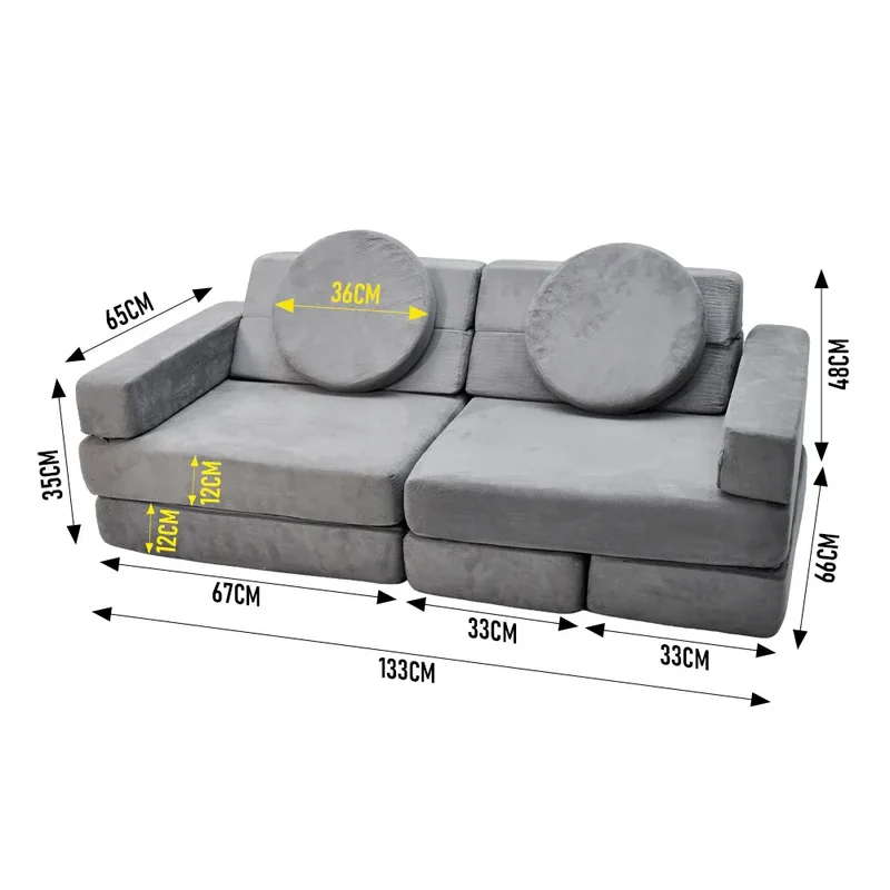 17pc Modular Kids Play Sofa Toddler Couch High Density Foam Play Block