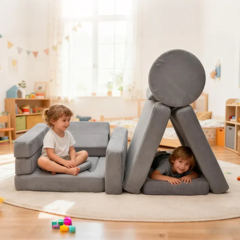 17pc Modular Kids Play Sofa Toddler Couch High Density Foam Play Block