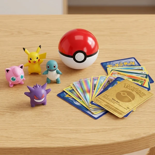 Pack 10 cartes Pokémon avec figurines et boule