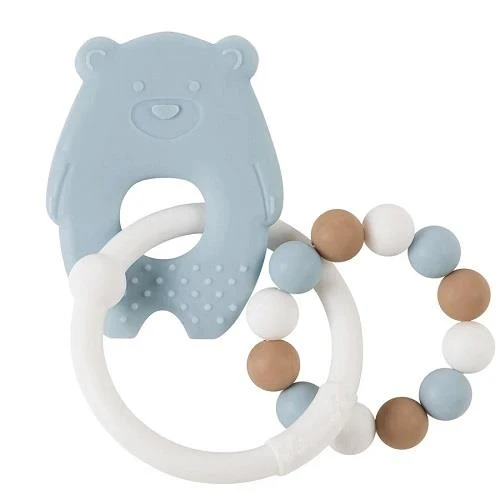 Nattou Silicone Teether Ring - Anneau de dentition en silicone (Blue Bear/Ours Bleu)