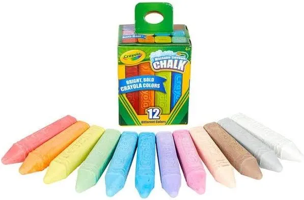 Crayola Washable Sidewalk Chalk - Craie de trottoir lavable (12 Pcs)