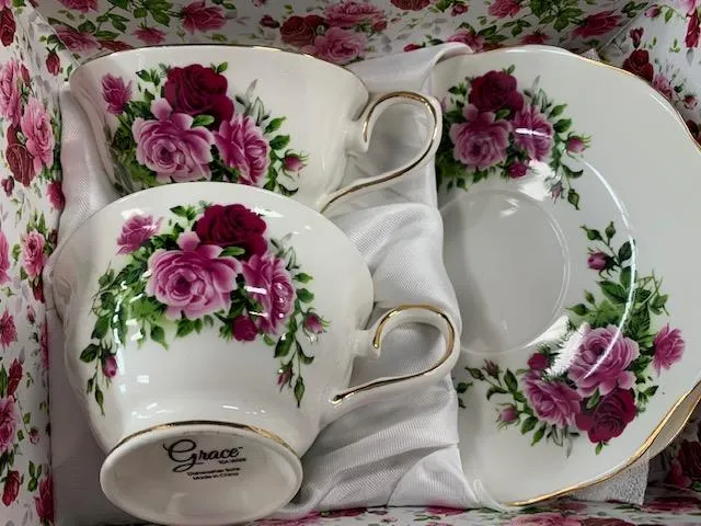 Vintage Grace Teaware Teacup & Saucer Set - Rétro Service à thé tasse et soucoupe Grace