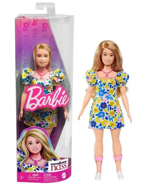 Barbie Down Syndrome Yellow Floral Dress - Poupée trisomique avec robe à fleurs jaunes
