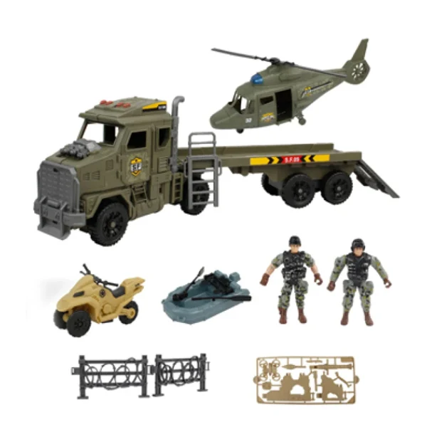 Camion militaire avec hélicoptère