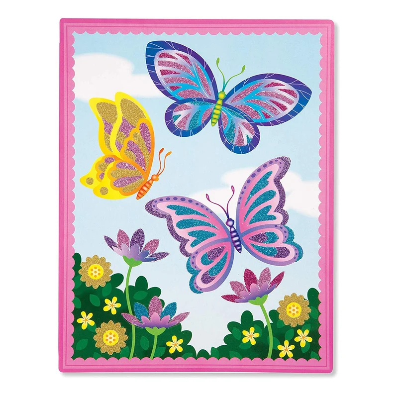 Melissa & Doug Mess-Free Glitter Flower & Butterfly Scenes / Scènes de fleurs et de papillons scintillants sans dommage