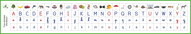 Frise alphabet murale Montessori (2 couleurs disponibles)