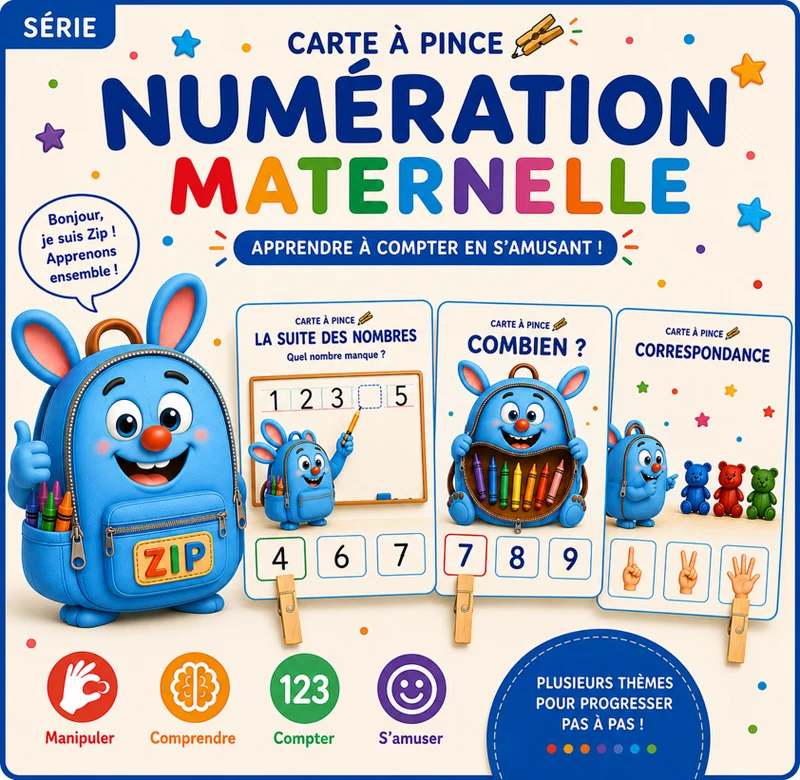 Plus de 100 cartes à pinces – Numération maternelle