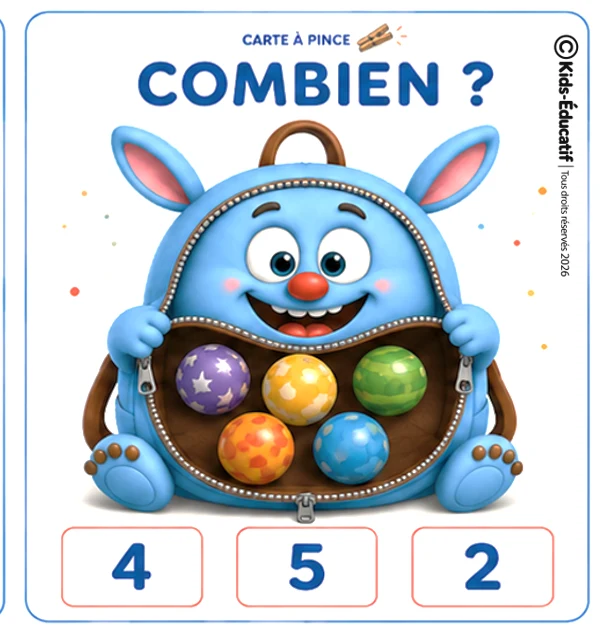 Plus de 100 cartes à pinces – Numération maternelle