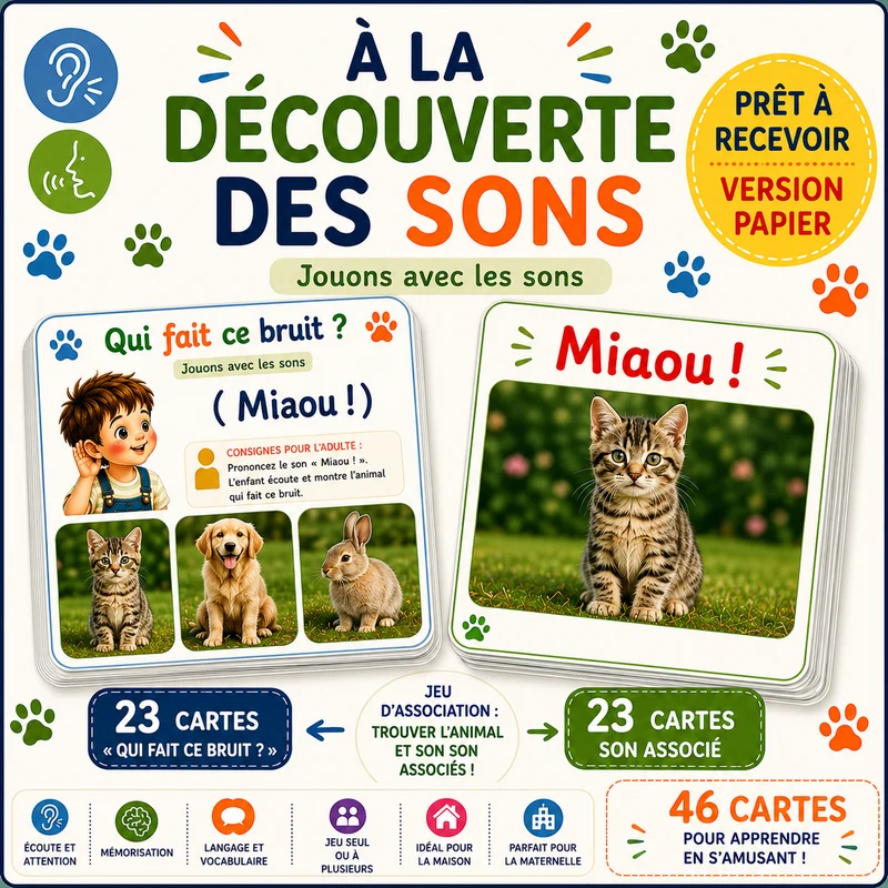 Cartes Sons & Qui Fait Ce Bruit ? - Pack Duo dès la TPS (Cartes cartonnées)