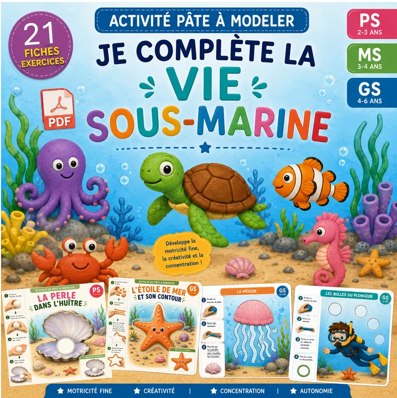 Je Complète la Vie Sous-Marine en Pâte à Modeler (PDF)