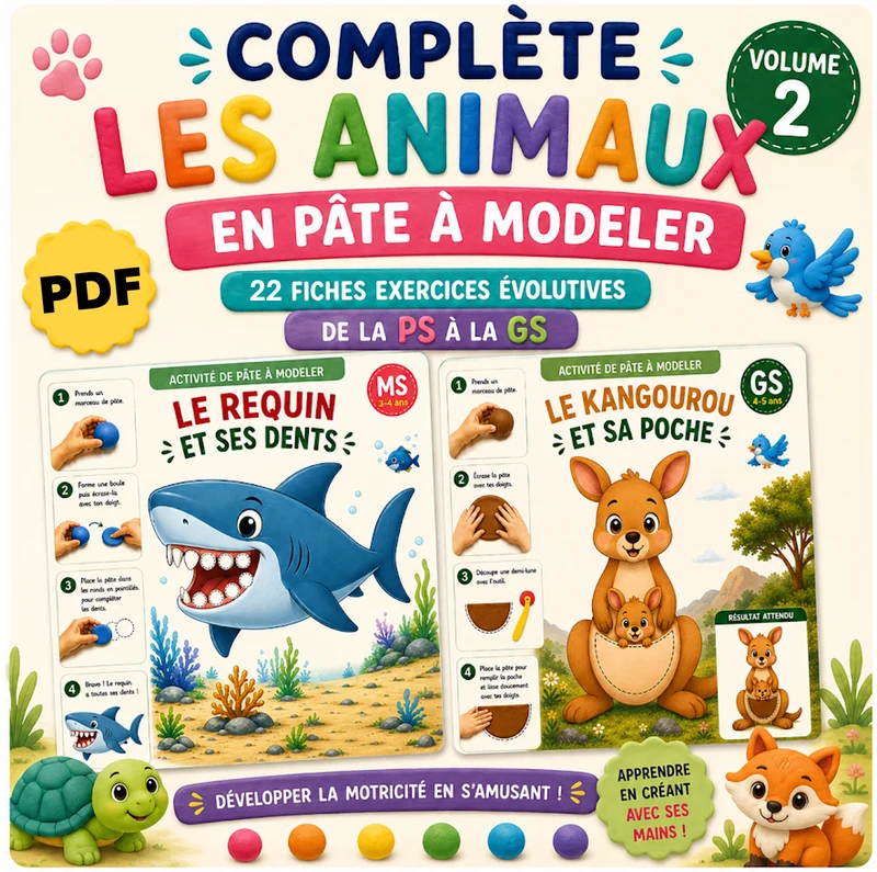 Complète les Animaux en Pâte à Modeler - Volume 2 (PDF)