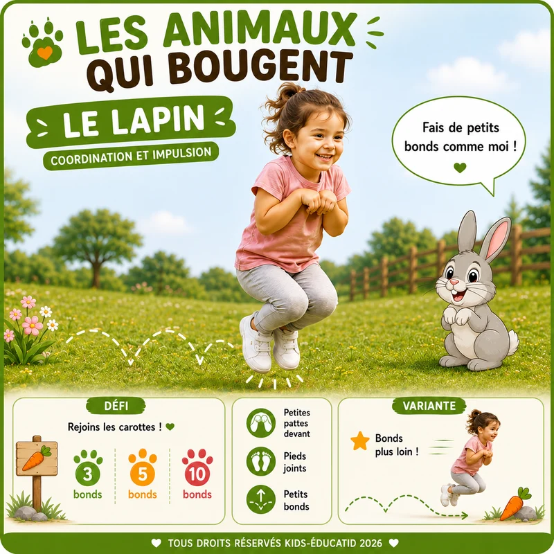Les animaux qui bougent – 15 cartes exercices de motricité globale