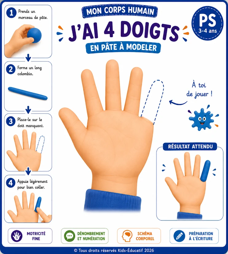 Mon corps humain - 17 cartes à compléter en pâte à modeler