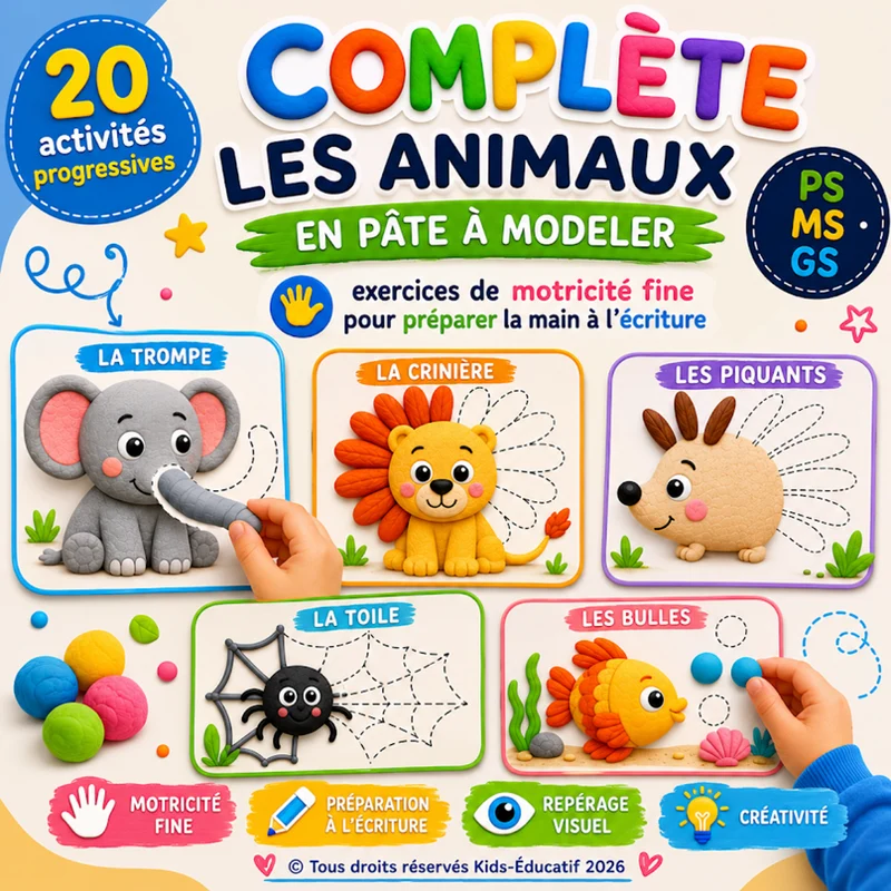 Complète les animaux en pâte à modeler