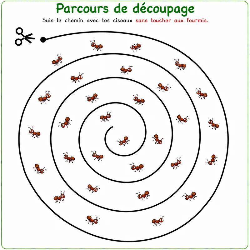Découpage Attention aux petites bêtes, Exercices de découpage numéro 1