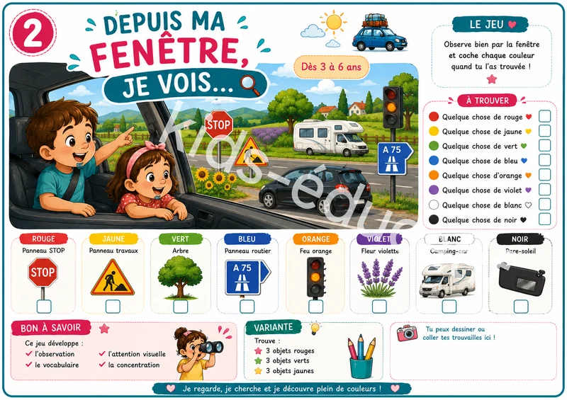 Depuis ma fenêtre… – Kit 10 fiches plastifiées + stylo effaçable