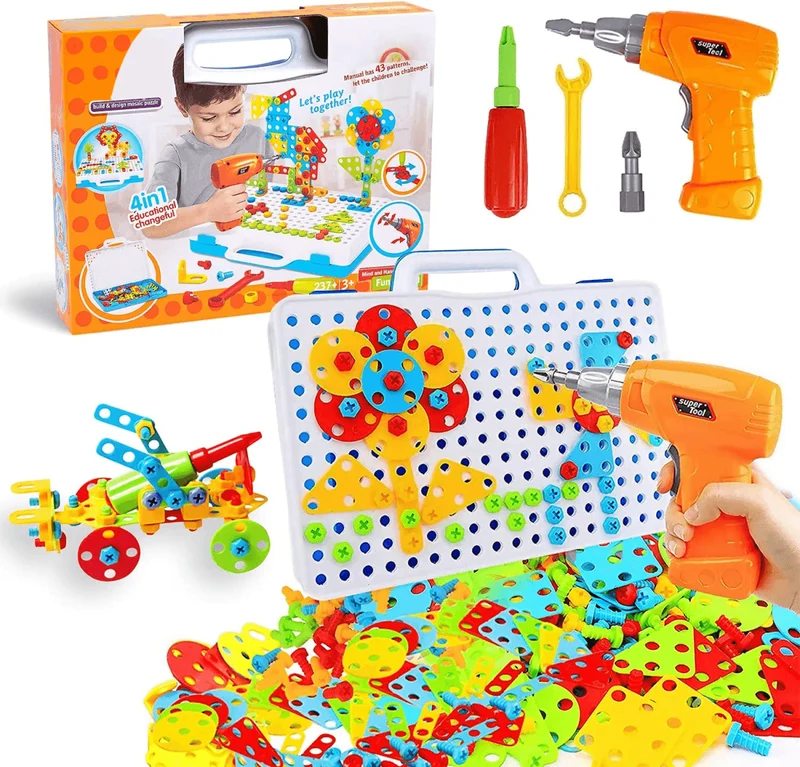 Kit de Construction Bricoleur Créatif – Jeu de Bricolage Montessori 237 Pièces pour Enfants