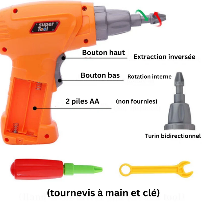 Kit de Construction Bricoleur Créatif – Jeu de Bricolage Montessori 237 Pièces pour Enfants