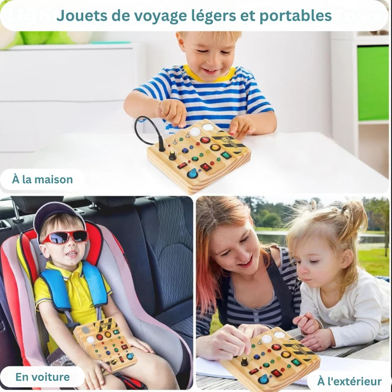 Planche interactif avec interrupteurs – Tableau d’Activités Éducatif Montessori avec Lumières LED