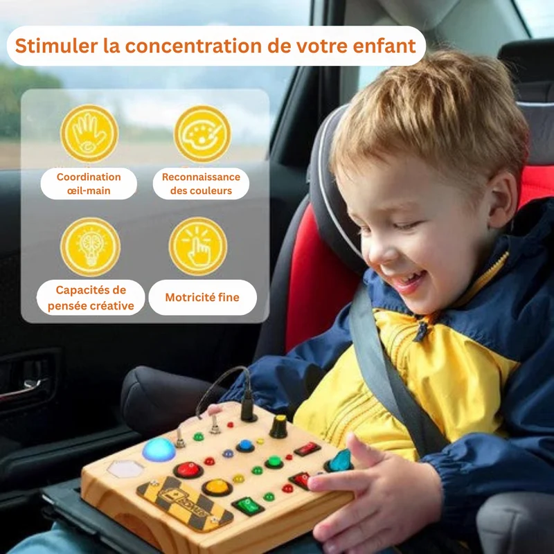 Planche interactif avec interrupteurs – Tableau d’Activités Éducatif Montessori avec Lumières LED