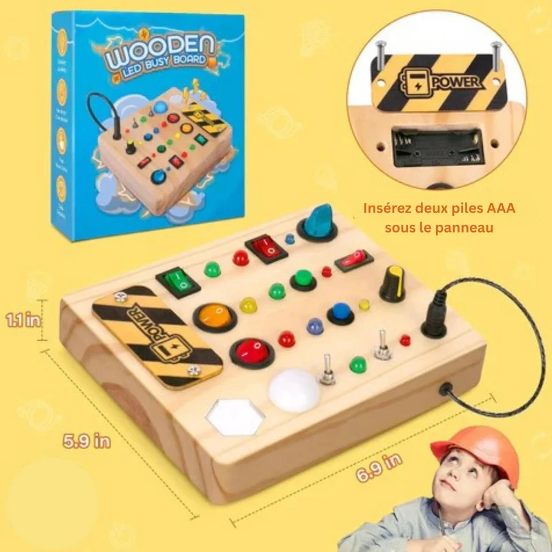 Planche interactif avec interrupteurs – Tableau d’Activités Éducatif Montessori avec Lumières LED