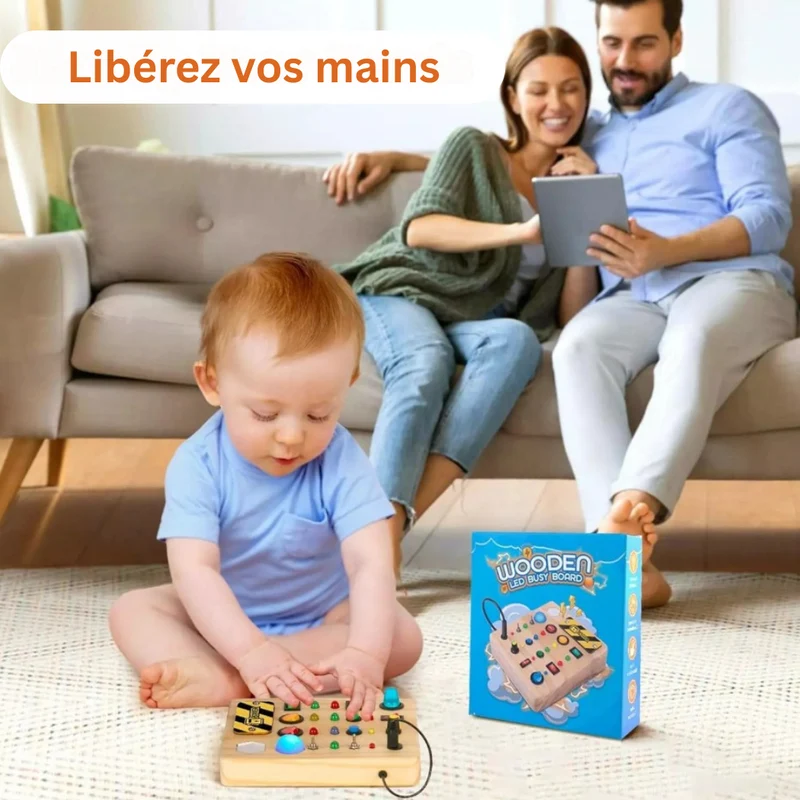 Planche interactif avec interrupteurs – Tableau d’Activités Éducatif Montessori avec Lumières LED