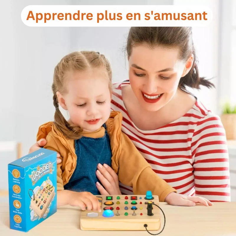 Planche interactif avec interrupteurs – Tableau d’Activités Éducatif Montessori avec Lumières LED