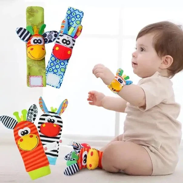 Chaussettes Hochet Bébé Animaux – Éveil Sensoriel Mains & Pieds | Dès la Naissance