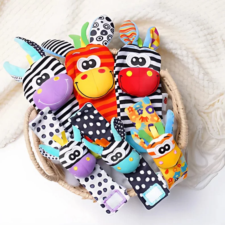 Chaussettes Hochet Bébé Animaux – Éveil Sensoriel Mains & Pieds | Dès la Naissance