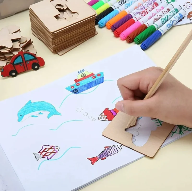 Pochoirs de Dessin Montessori – 20 Modèles Créatifs | Activité Artistique Dès 3 ans