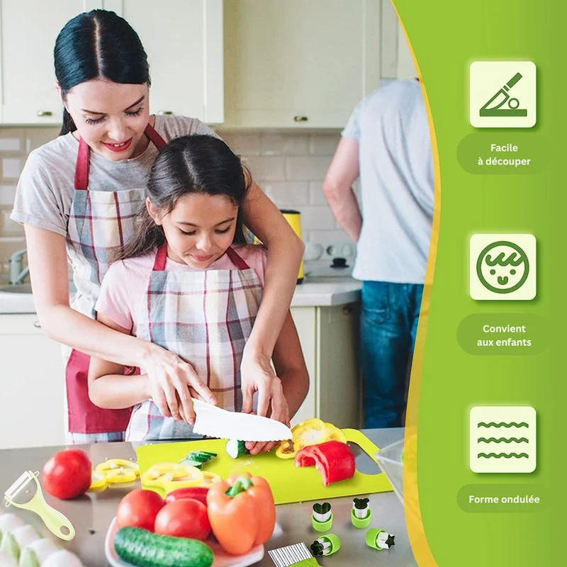 Ustensiles de Cuisine Montessori pour Enfants – Kit d’Apprentissage Culinaire Éducatif et Sécurisé