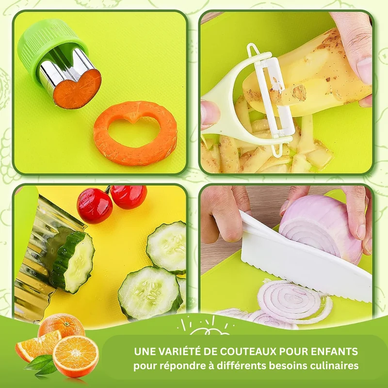 Ustensiles de Cuisine Montessori pour Enfants – Kit d’Apprentissage Culinaire Éducatif et Sécurisé