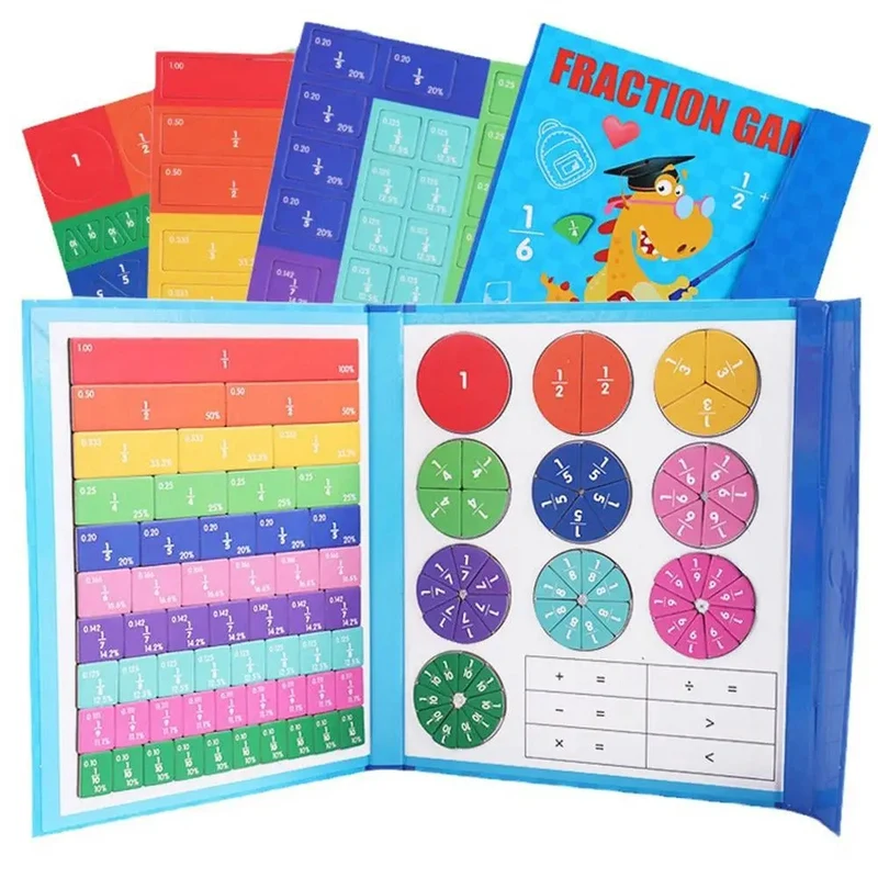 Ensemble de Fractions Magnétiques Montessori – Jeu Éducatif de Mathématiques pour Apprentissage Ludique des Enfants