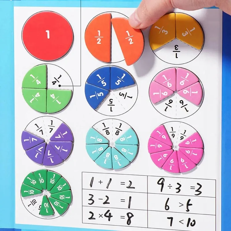 Ensemble de Fractions Magnétiques Montessori – Jeu Éducatif de Mathématiques pour Apprentissage Ludique des Enfants