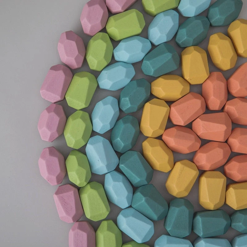 Pierres Empilables en Bois Montessori (18 Pièces) – Jeu d’Équilibre et de Motricité Fine Éducatif pour Enfants