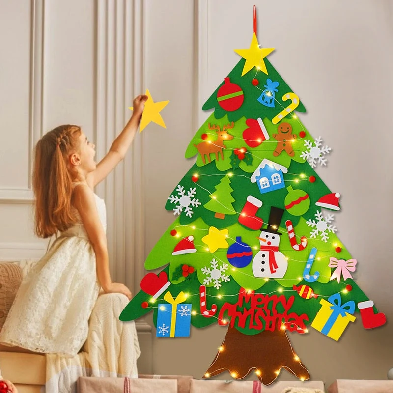 Sapin de Noël Montessori en Feutrine – Jeu Éducatif et Décoration Interactive à Décorer pour Enfants