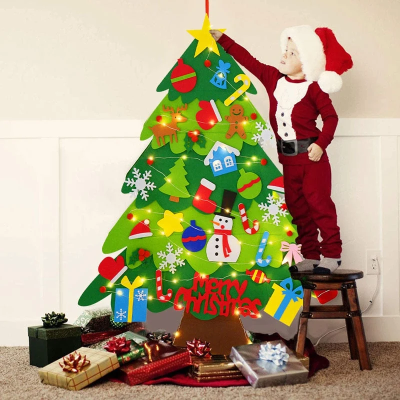 Sapin de Noël Montessori en Feutrine – Jeu Éducatif et Décoration Interactive à Décorer pour Enfants