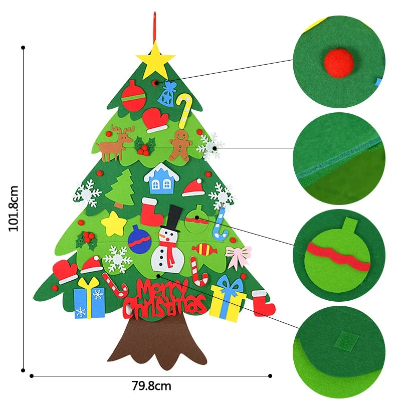 Sapin de Noël Montessori en Feutrine – Jeu Éducatif et Décoration Interactive à Décorer pour Enfants