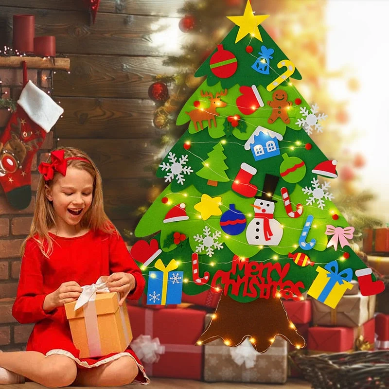 Sapin de Noël Montessori en Feutrine – Jeu Éducatif et Décoration Interactive à Décorer pour Enfants