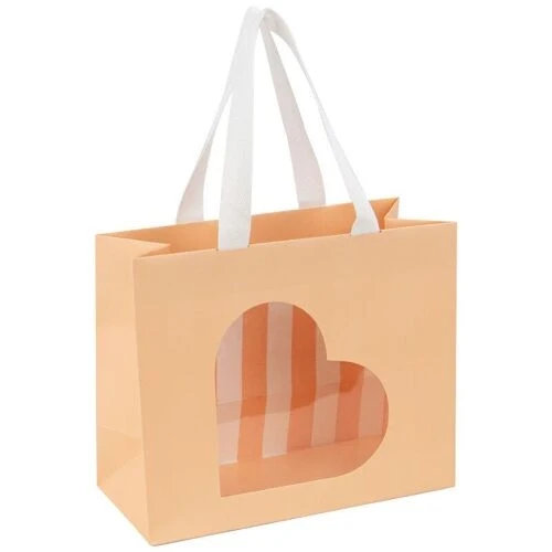 Sac cadeau carton fenêtre cœur rectangulaire – Box cadeau | Joy Cadeaux 22x10x18cm