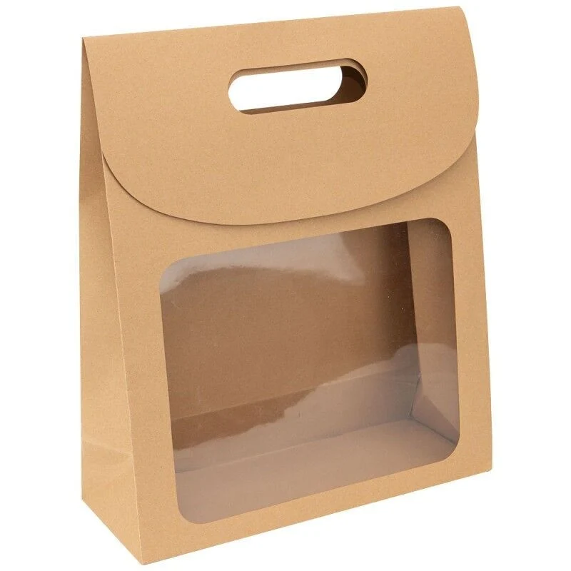 Grande pochette cadeau kraft avec fenêtre – Emballage box cadeau | Joy Cadeaux 32x12x38cm