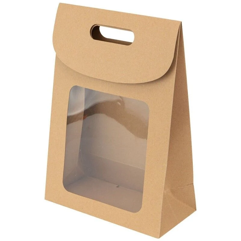 Pochette cadeau kraft avec fenêtre – Emballage cadeau | Joy Cadeaux 19 x 9 x 27 cm