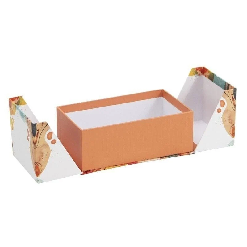 Boîte cadeau blanche/Orange double ouverture – Créez votre box cadeau | Joy Cadeaux 16,2x9,7x6