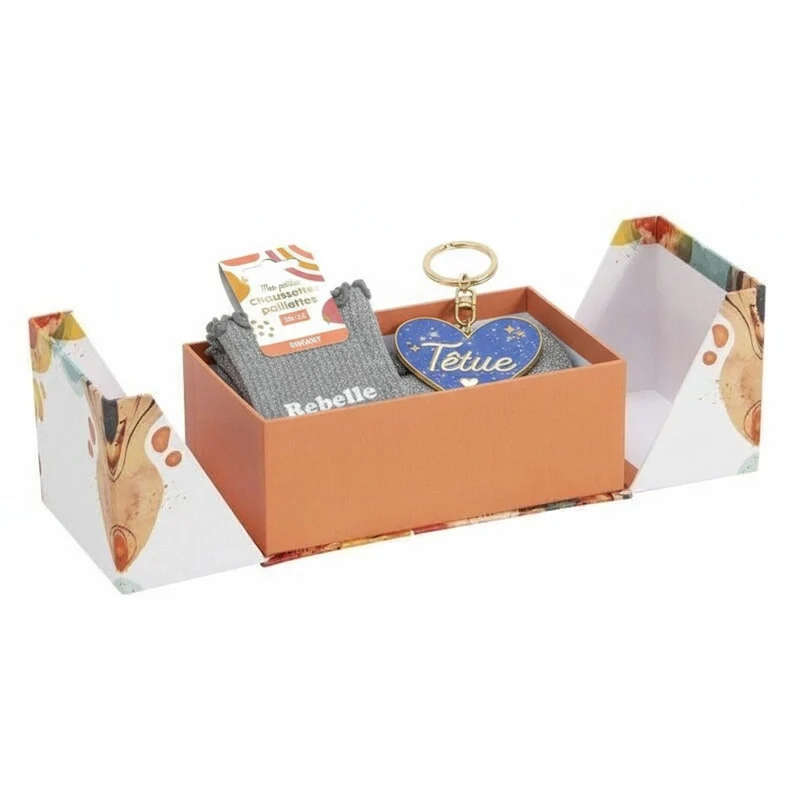 Boîte cadeau blanche/Orange double ouverture – Créez votre box cadeau | Joy Cadeaux 16,2x9,7x6