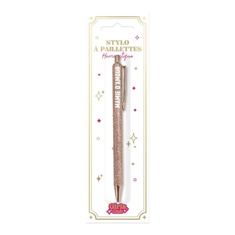Stylo paillettes Mamie d’Amour rose – Cadeau mamie | Joy Cadeaux
