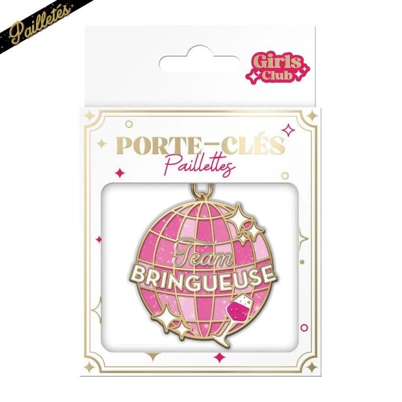 Porte-clés paillettes Team Bringueuse – Accessoire fun rétro | Joy Cadeaux